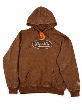 Von Dutch Vintage-Style Brown Pullover Hoodie